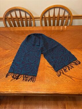 Men's Paisley Wool Blend Scarf - Teal & Black